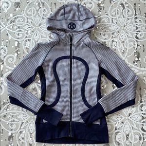 LULULEMON Navy Blue White Print Scuba Hoodie 4